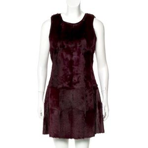 Theory Burgundy Sleeveless Fur Dress sz. 4